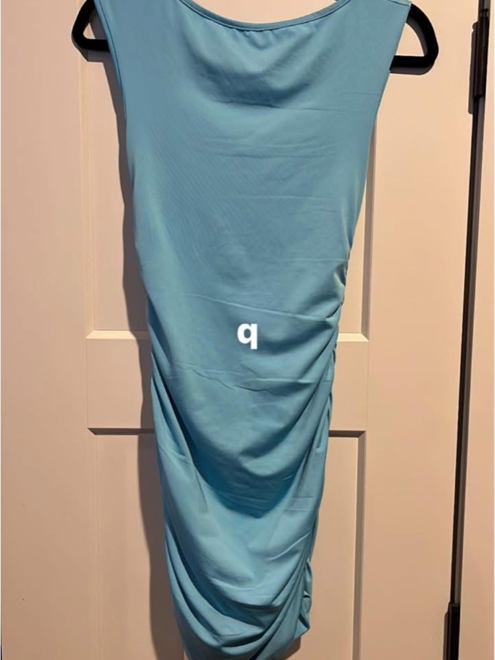 Light Blue Sleeveless Ruched Midi low back Dress